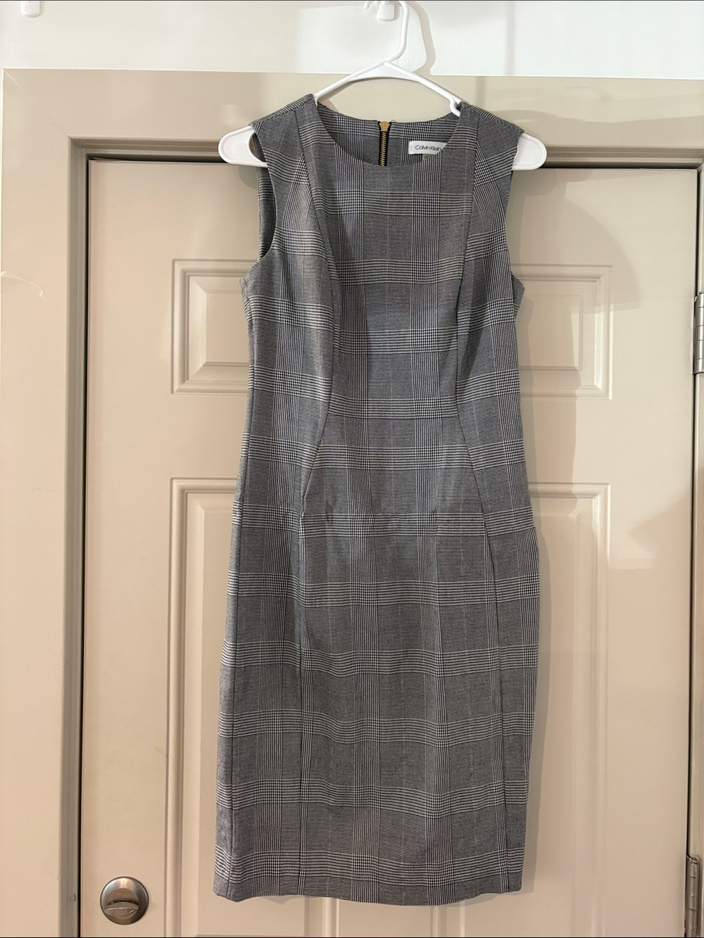 Calvin Klein Grey Plaid Sheath Dress